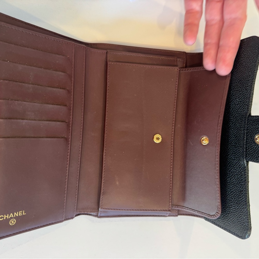 CHANEL Black Quilted Leather Clutch with Gold Logo - Picture 6 of 16